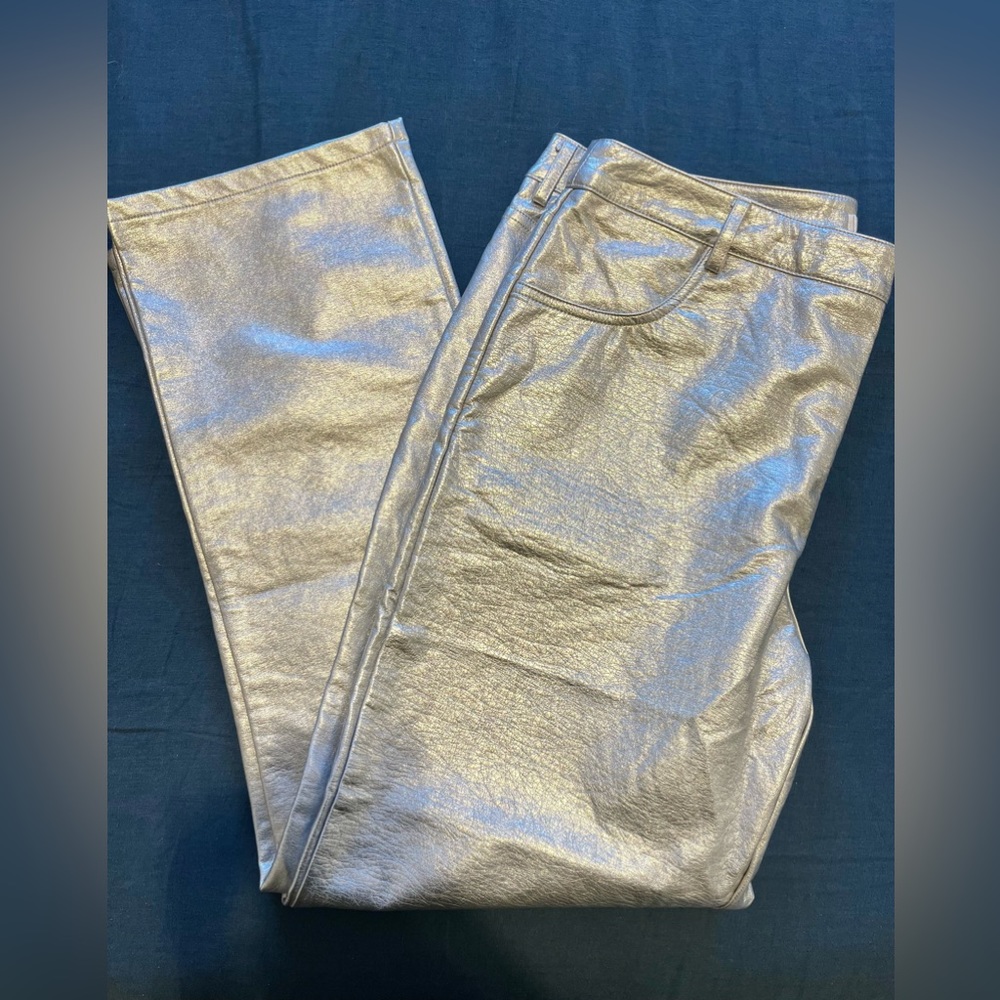 NWT silver coated jeans from 12th Tribe! High waisted and sized XL!